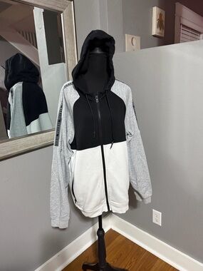Guess Color Block Full Zip Hooded Sweater Jacket Size XL.